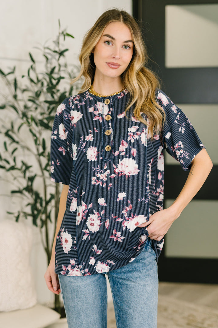 Really Simple Floral Henley Top - 3/3
