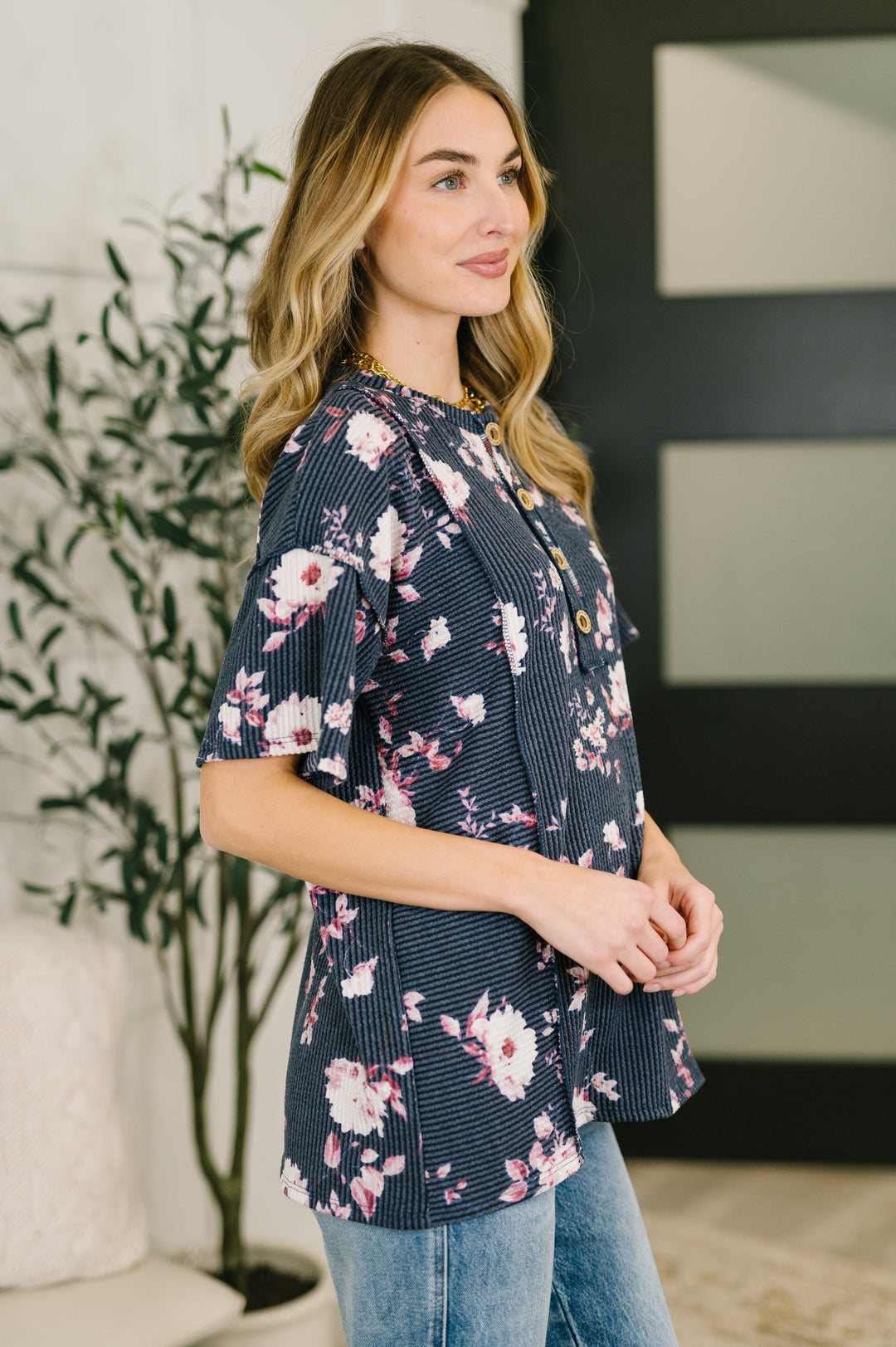 Really Simple Floral Henley Top - 3/3