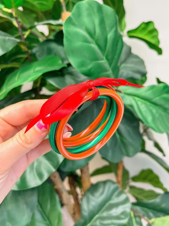 Jelly Bangle Sets - Red & Green
