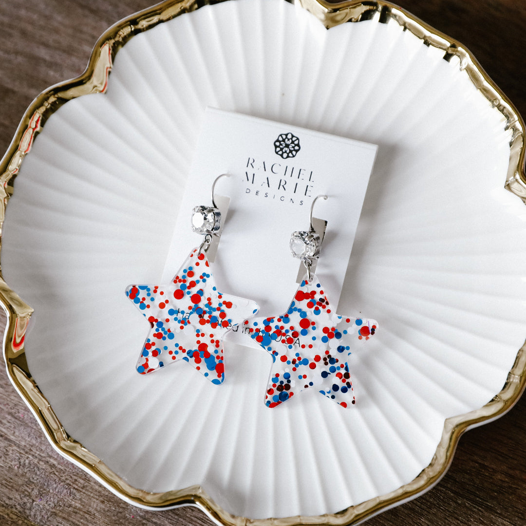 PATRIOTIC PREORDER: RED WHITE AND BOOM EARRING by Rachel Marie Designs (Ships in 2-3 Weeks)
