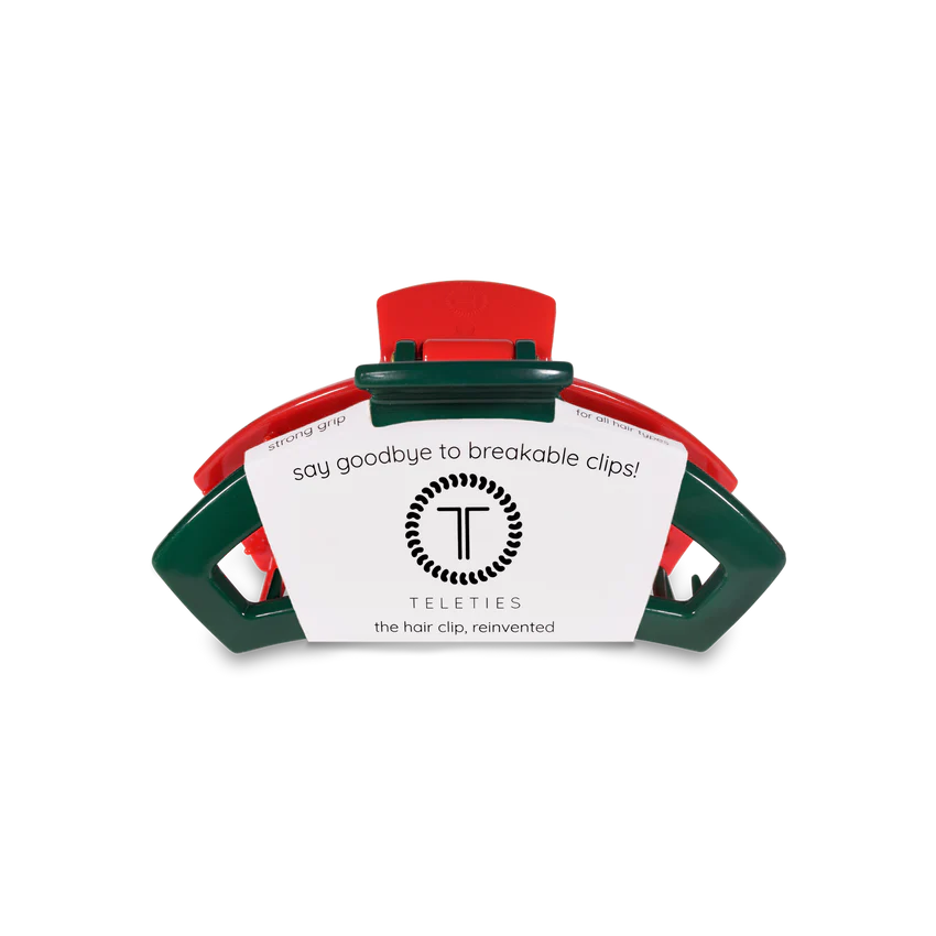 Tiny Teleties Open Claw Clip - Red and Green