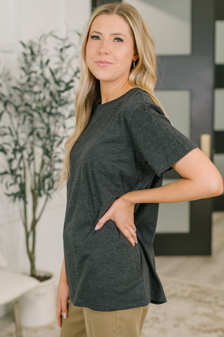 Rest Assured Basic Relaxed Tee in Charcoal - 6/17