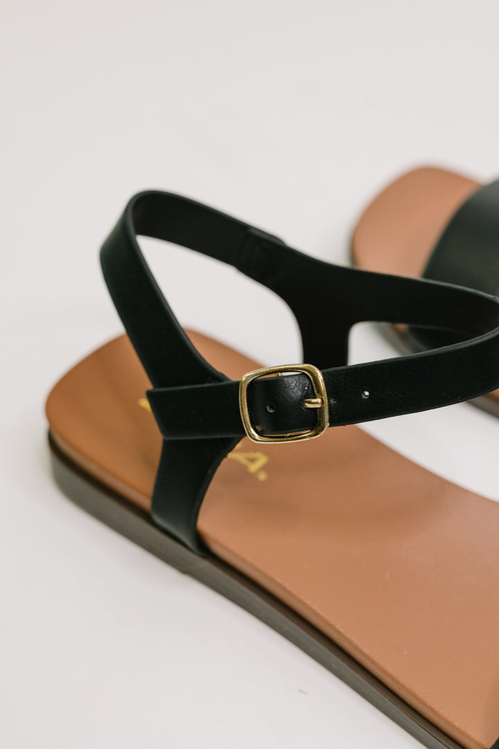 Riddle Ankle Strap Sandal in Black - 6/16