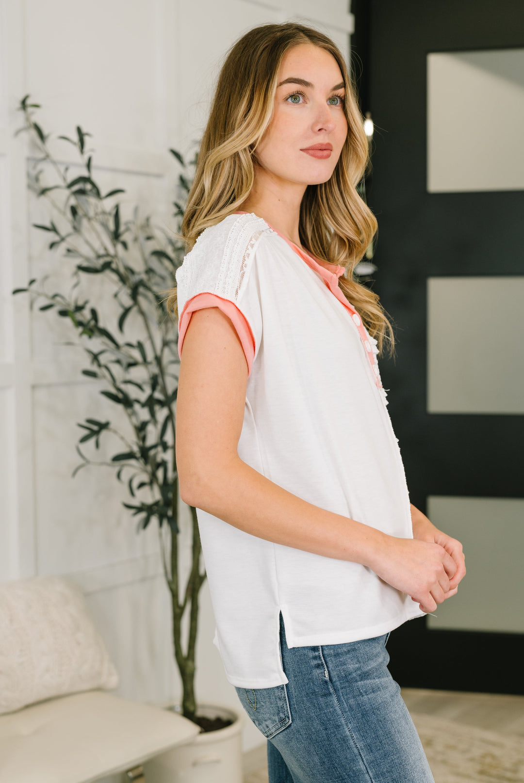 Right Thing to Say Textured Henley Top - 5/11