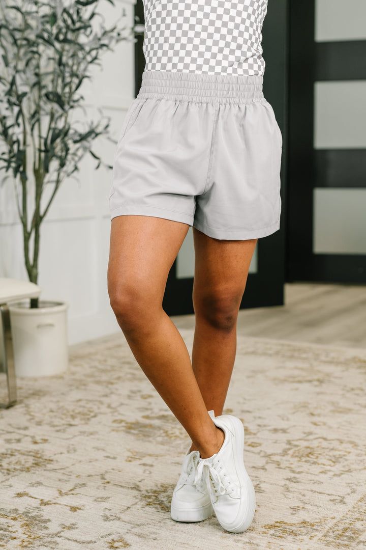 Rile Me Up High Waisted Shorts in Light Grey - 6/24