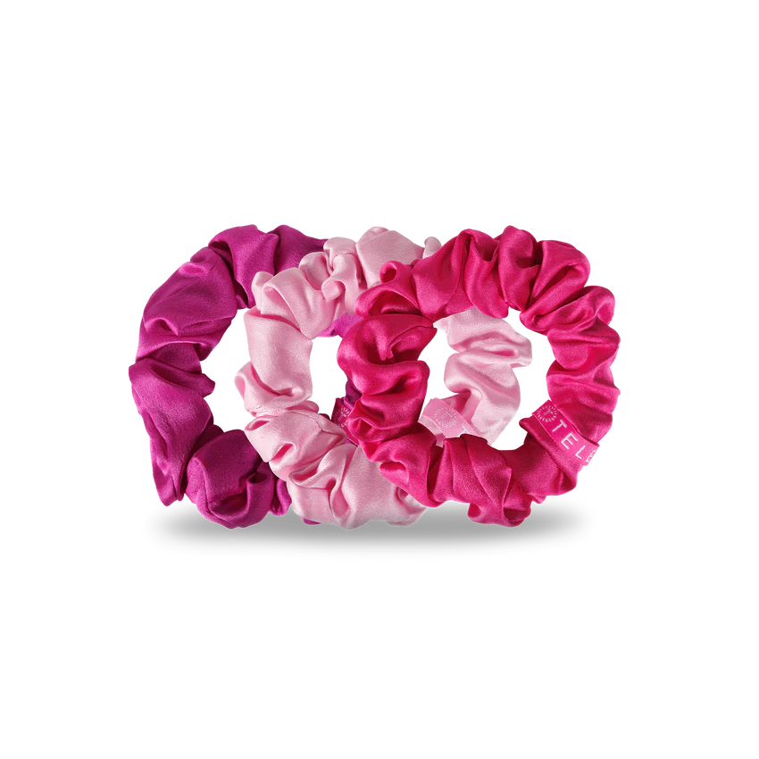 Teleties Silk Scrunchies - Large Band Pack of 3 - Rosé All Day
