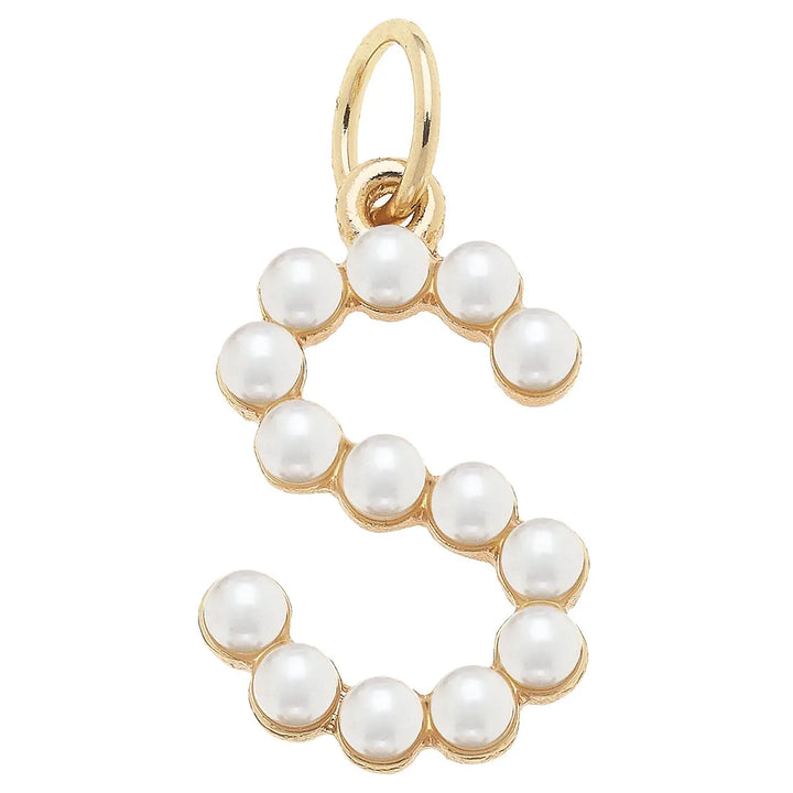 Pearl-Studded Letter Charm in Ivory By Canvas