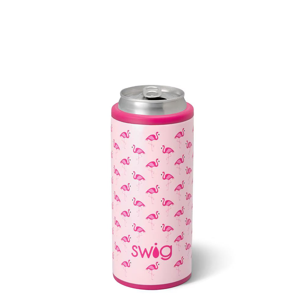 Flamingos Skinny Can Cooler 12oz by Swig