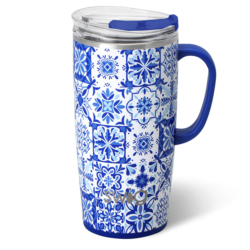 Indigo Tiles Travel Mug (22oz) by Swig