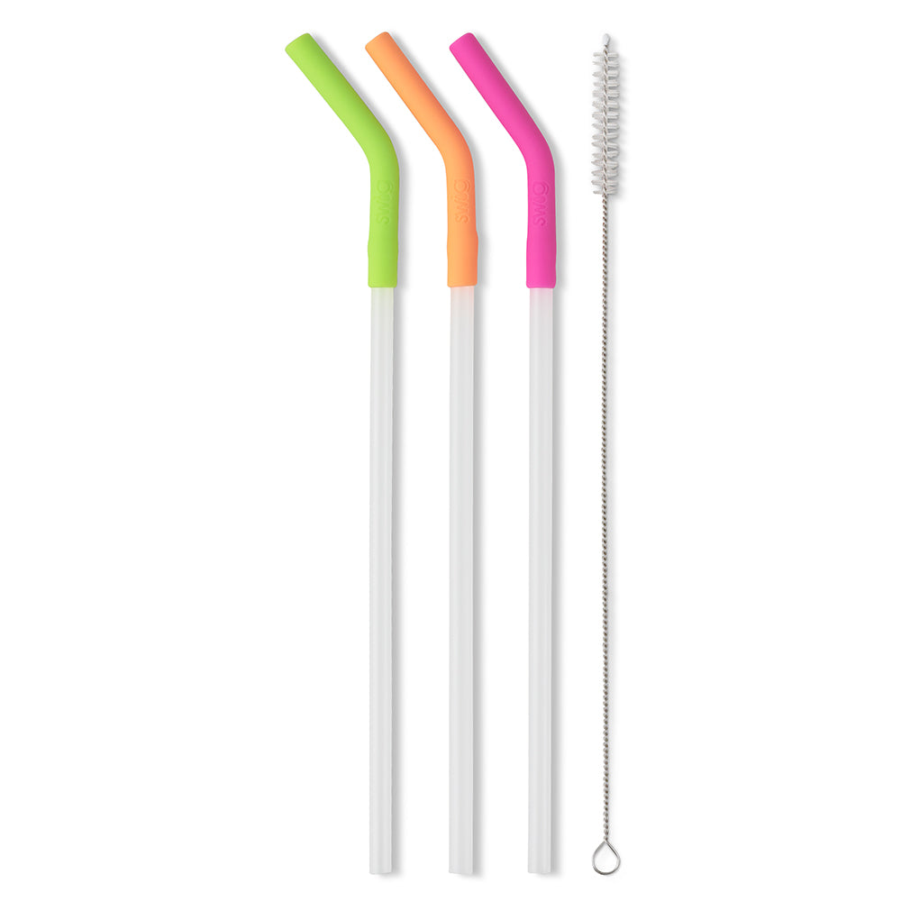 Neon Lime/Orange/Berry Mega Mug Reusable Straw Set by Swig