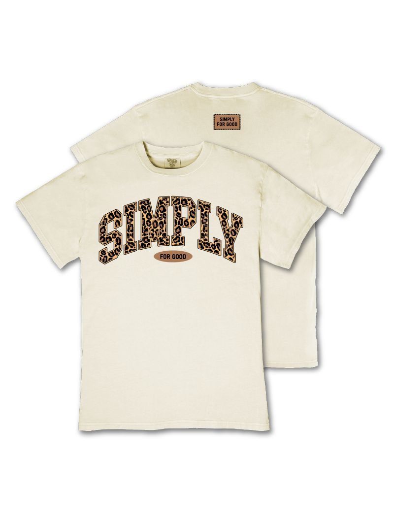 JUNE MARKET: Leopard Logo Simply for Good Tee - Bone by Simply Southern (Ships Late May)