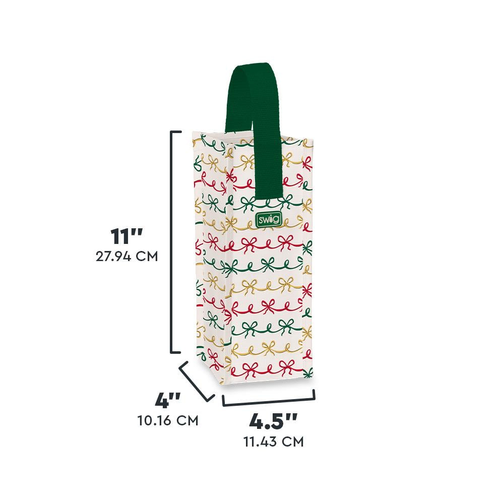Christmas Bows Reusable Gift Bag (Wine) by Swig