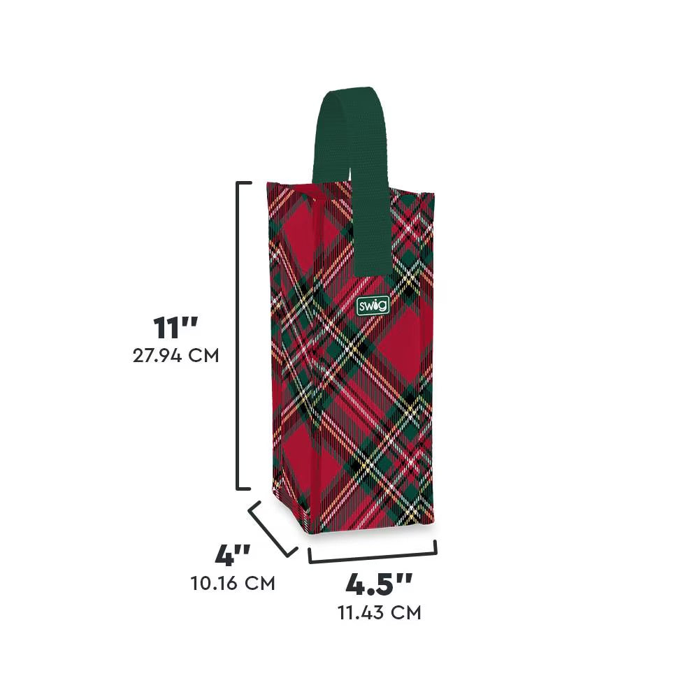 Christmas Plaid Reusable Gift Bag (Wine) by Swig