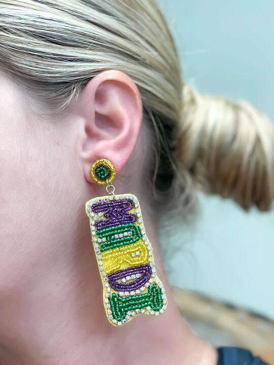 'Mardi Gras' Beaded & Rhinestone Beaded Earrings