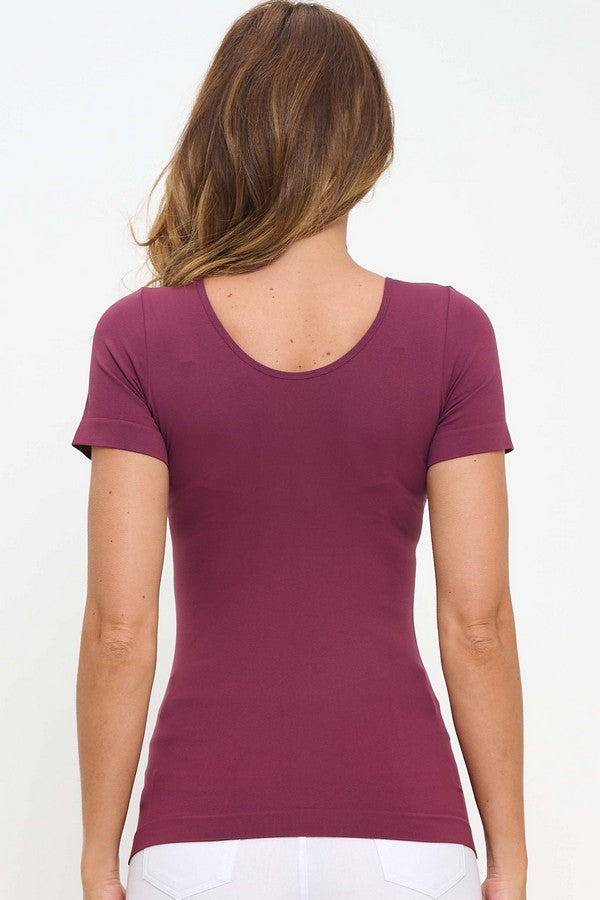 Seamless Reversible V-Neck Top - Plum by Yelete