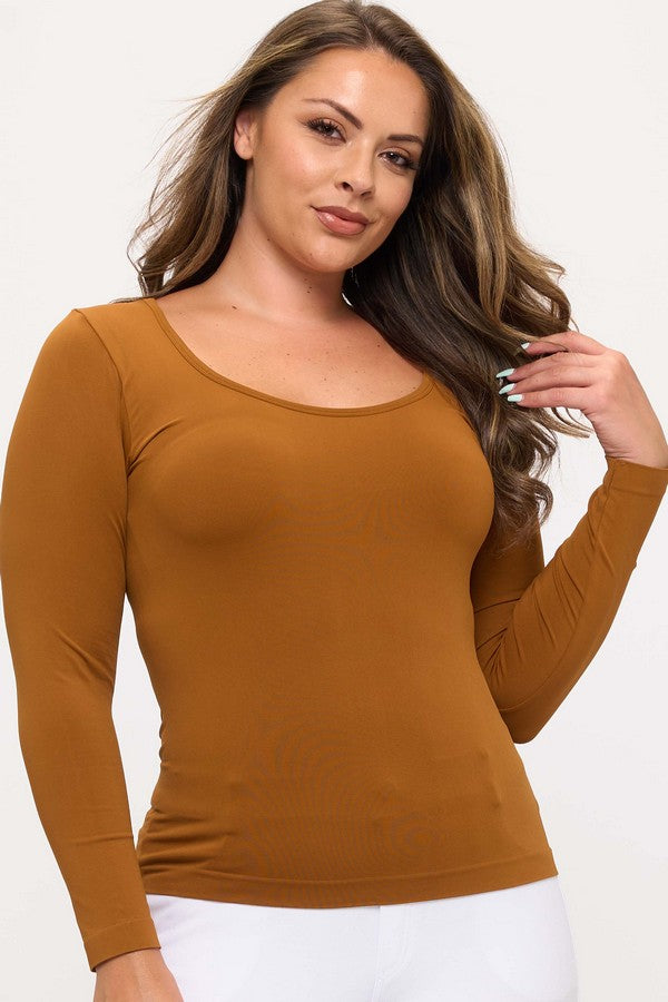 Basic Long Sleeve Top - Caramel by Yelete