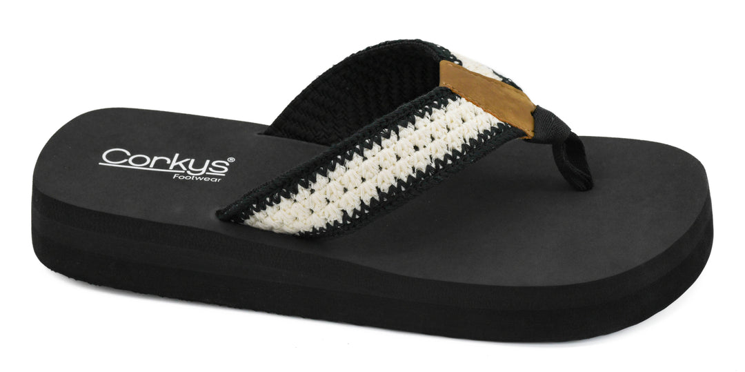 DOORBUSTER: SPF Flip-Flop - Ivory Black by Corkys