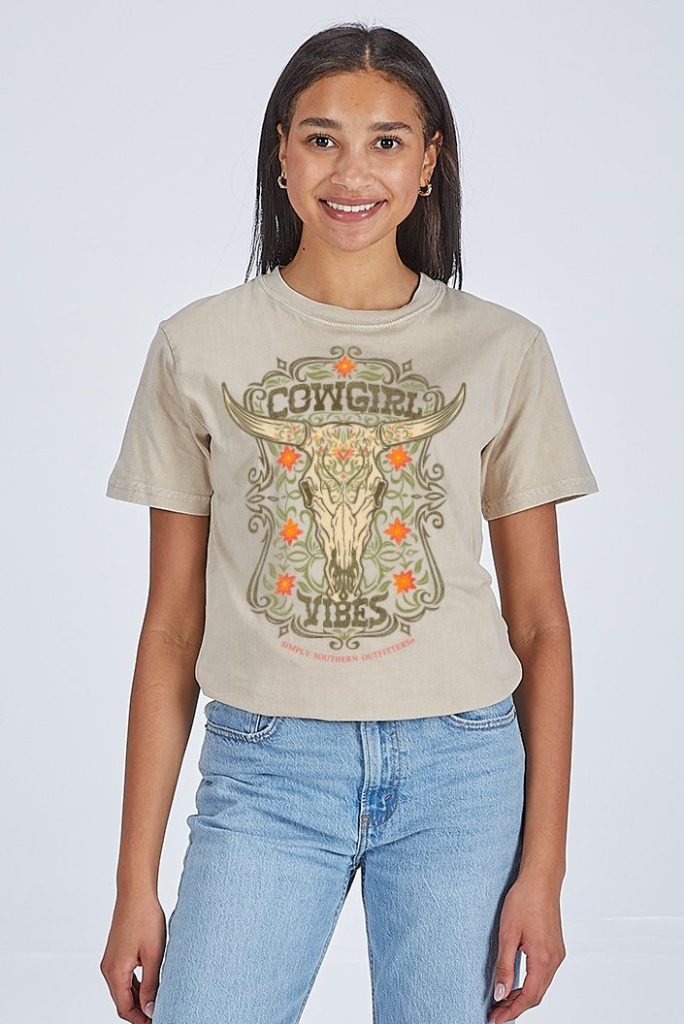 'Cowgirl Vibes' Skull Short Sleeve Tee by Simply Southern