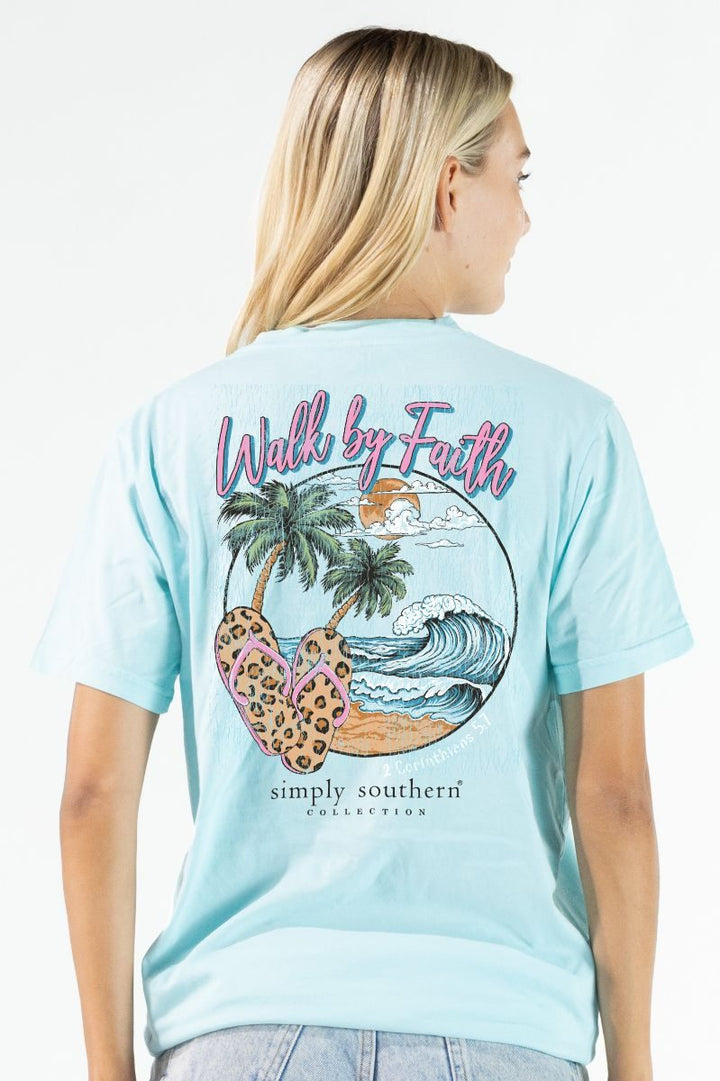 JAN MARKET: Walk By Faith Short Sleeve Tee by Simply Southern (Ships in February)