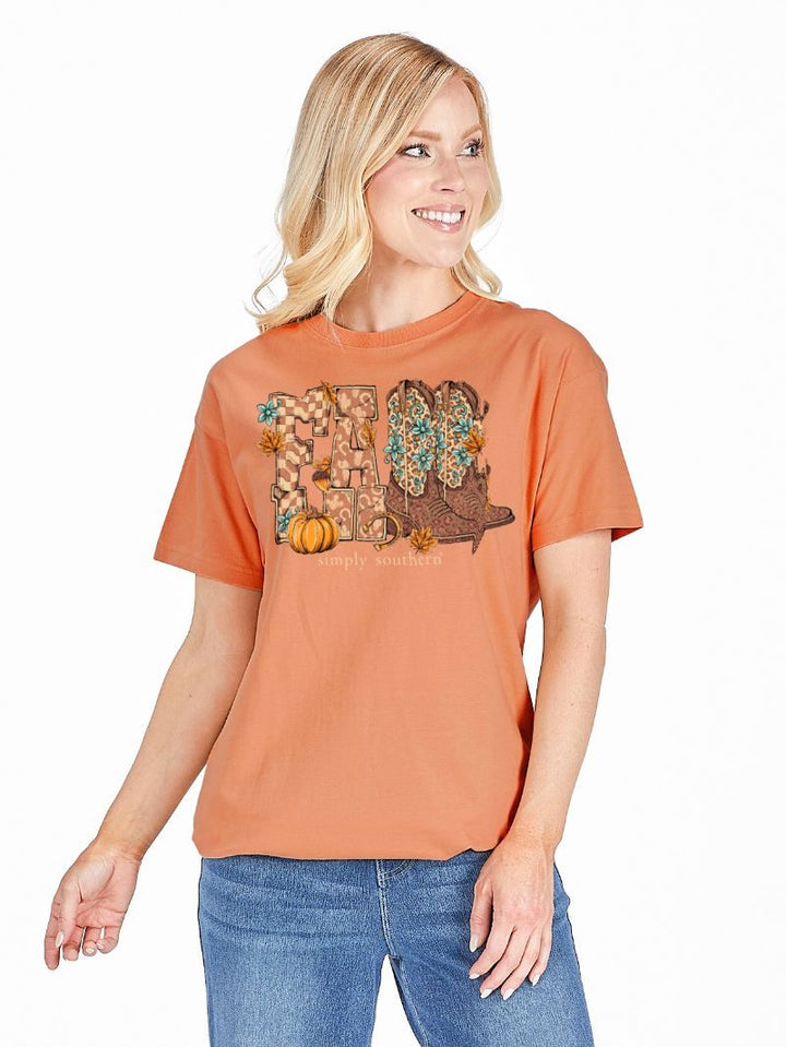 JUNE MARKET: Fall Boots Short Sleeve - Caramel by Simply Southern (Ships Late August)