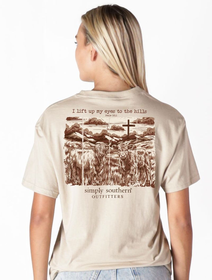 JAN MARKET: I Lift Up My Eyes To The Hills Short Sleeve Tee by Simply Southern (Ships Late February)