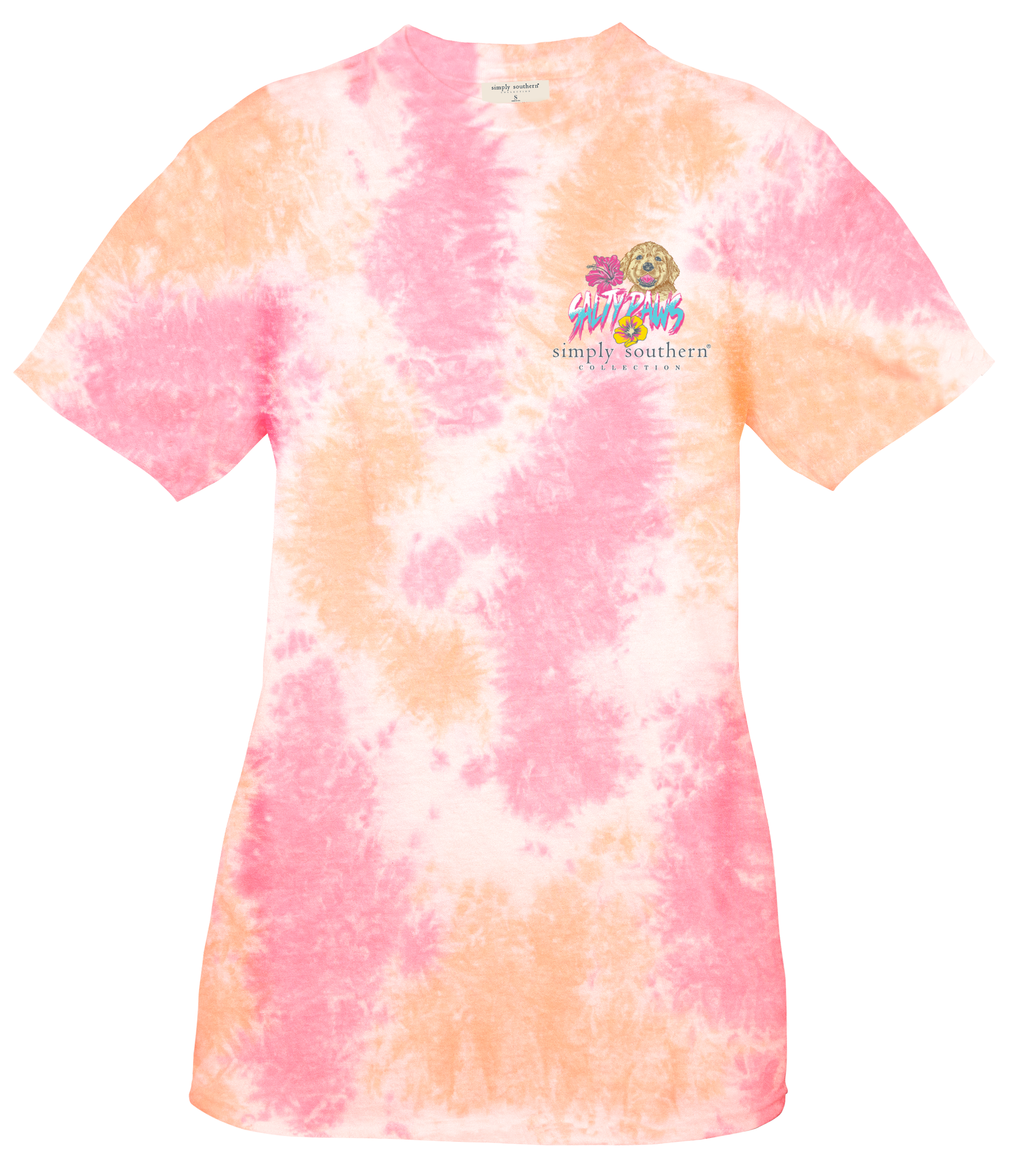 'Salty Paws, Sweet Kisses' Short Sleeve Tie Dye Tee by Simply Southern