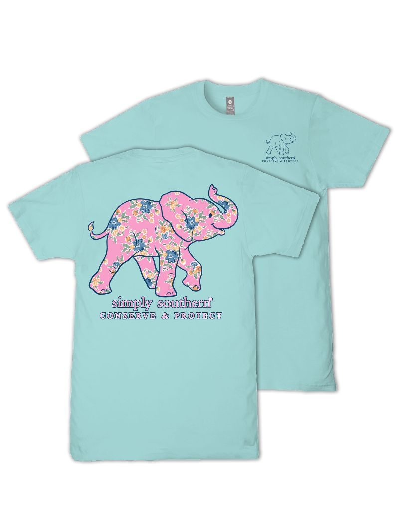 Pink Floral Elephant Tracking Tee by Simply Southern