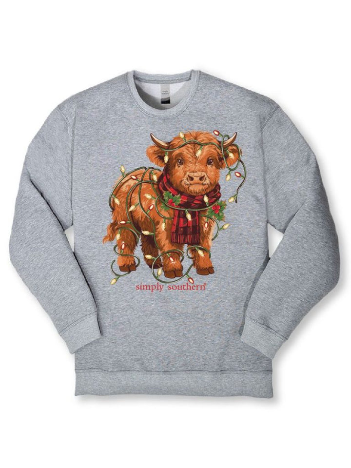 JUNE MARKET: Christmas Lights Sweater - Heather Gray by Simply Southern (Ships Late September)