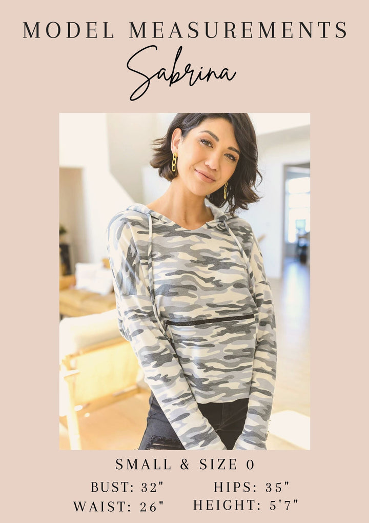Model measurements card for "Sabrina" — Size Small & 0, Bust: 32", Waist: 26", Hips: 35", Height: 5'7".