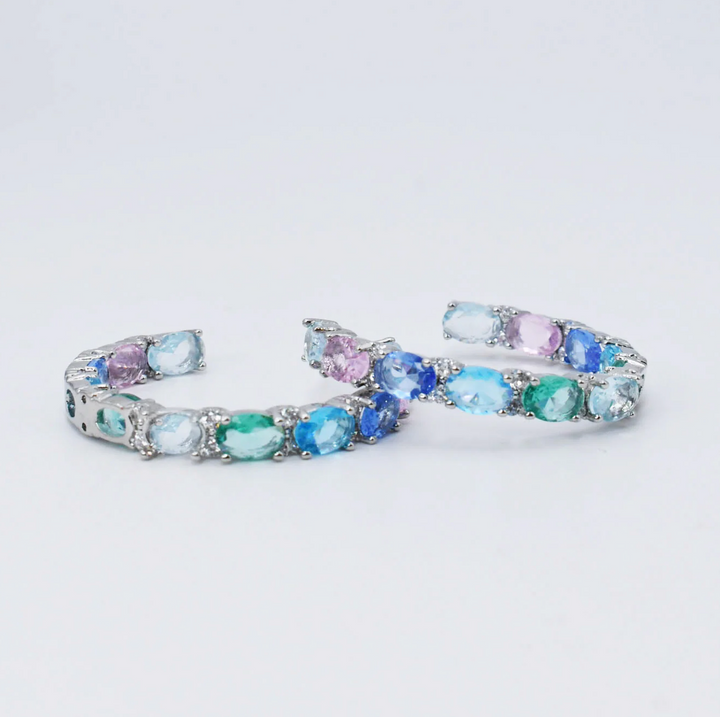Pastel Dreams Silver Hoops by Treasure Jewels