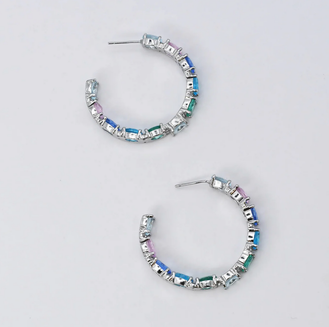 Pastel Dreams Silver Hoops by Treasure Jewels