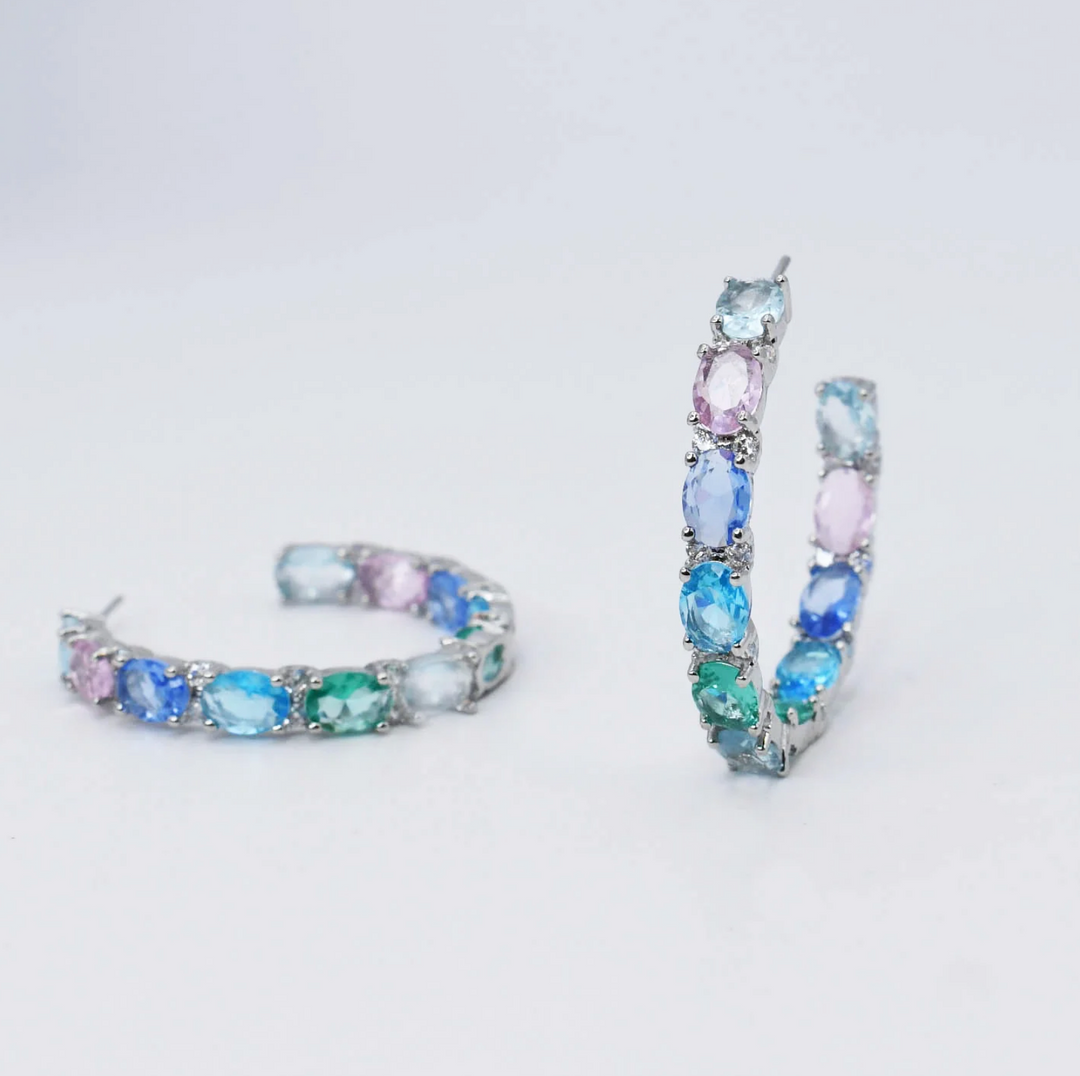 Pastel Dreams Silver Hoops by Treasure Jewels