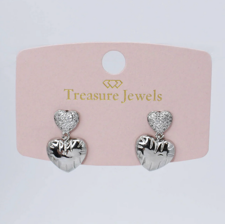 Silver Cupid Heart Studs by Treasure Jewels