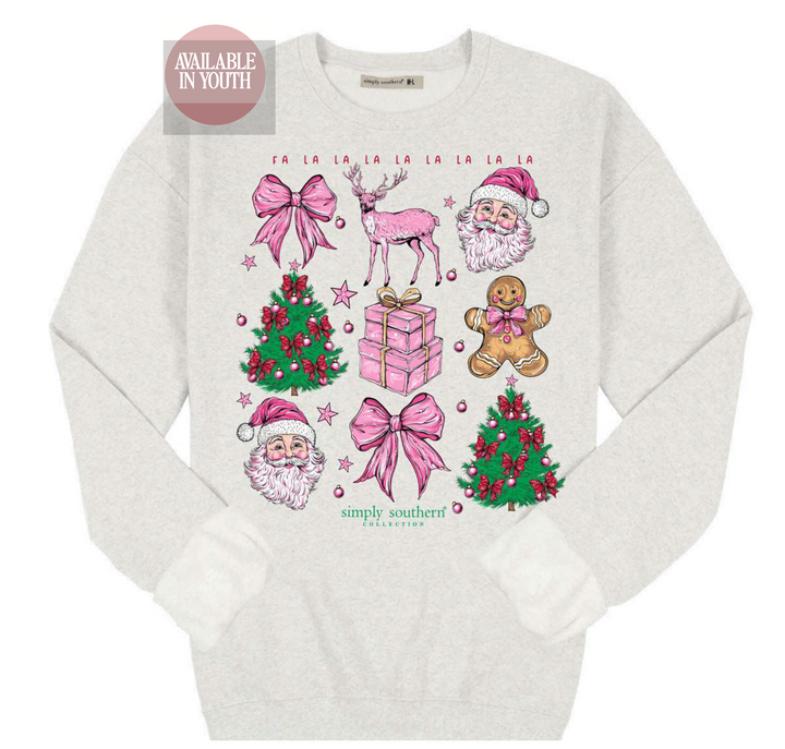Youth Preppy Christmas Icons Crewneck Pullover by Simply Southern