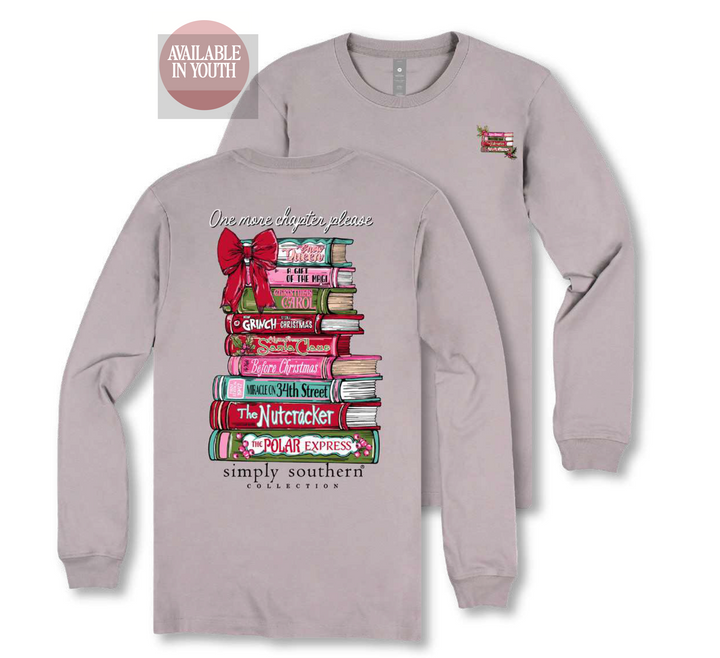 'One More Chapter Please' Christmas Books Long Sleeve Tee by Simply Southern