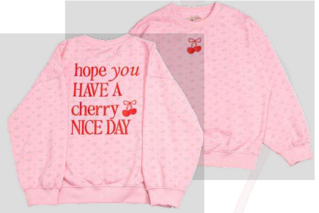'Cherry Nice Day' Varsity Crew Pullover by Simply Southern