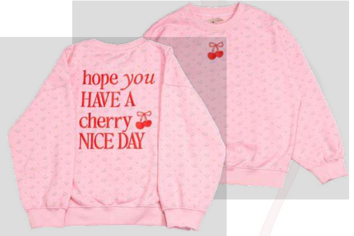 'Cherry Nice Day' Varsity Crew Pullover by Simply Southern