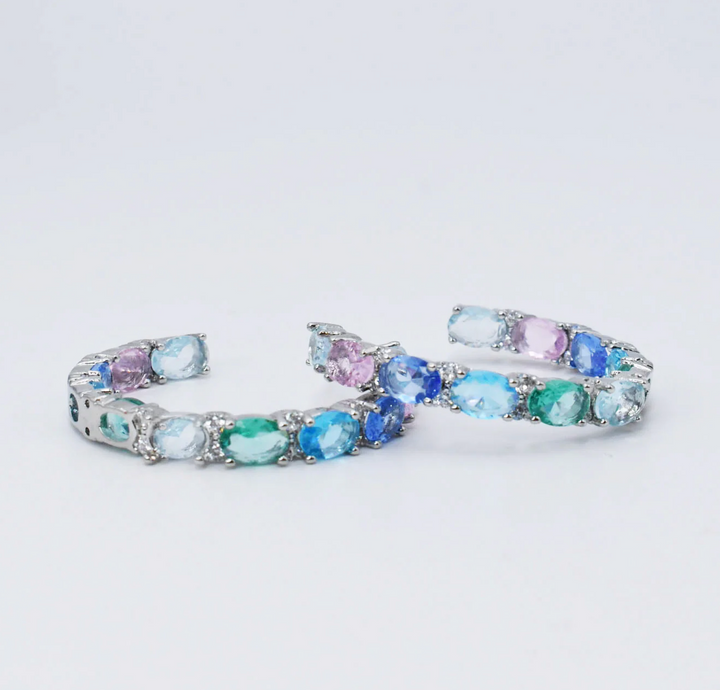 Pastel Dreams Hoop Earrings - Silver by Treasure Jewels