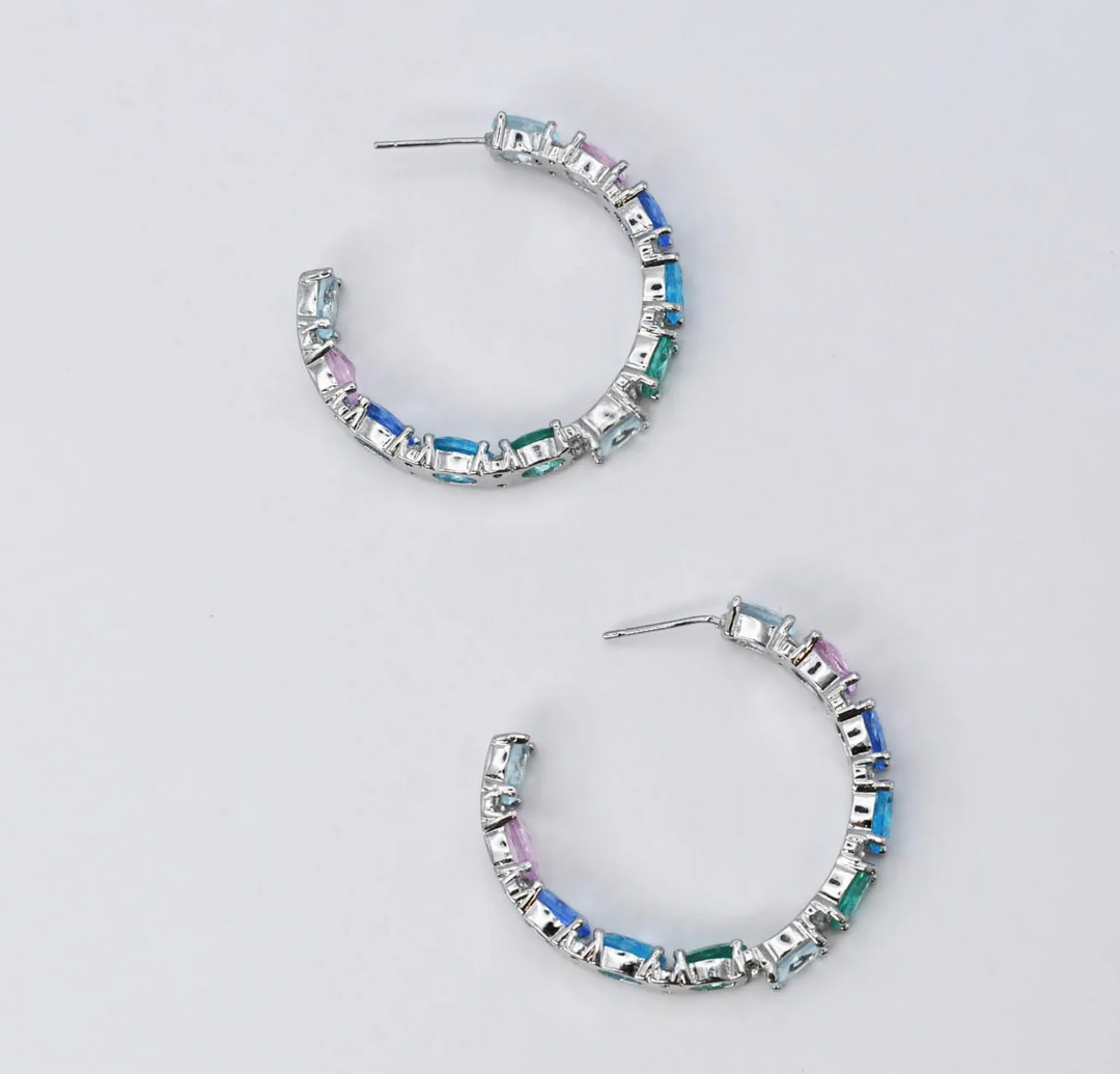 Pastel Dreams Hoop Earrings - Silver by Treasure Jewels
