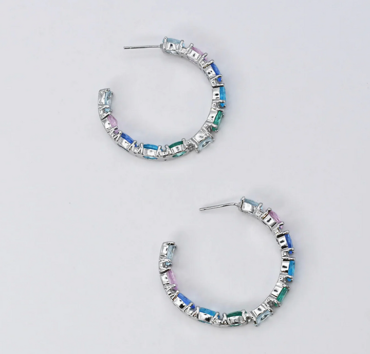 Pastel Dreams Hoop Earrings - Silver by Treasure Jewels