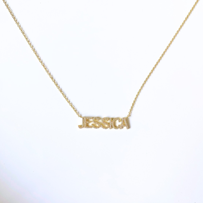 Custom Haven Crystal Nameplate Necklace - Water Resistant by the Sis Kiss (Ships in 4 Weeks)