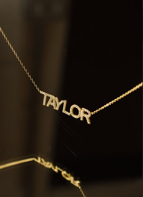 Custom Haven Crystal Nameplate Necklace - Water Resistant by the Sis Kiss (Ships in 4 Weeks)