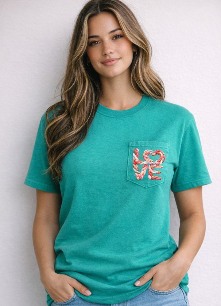 by PrepO: Yarn-Style LOVE Pocket Graphic Tee (Ships in 2-3 Weeks)