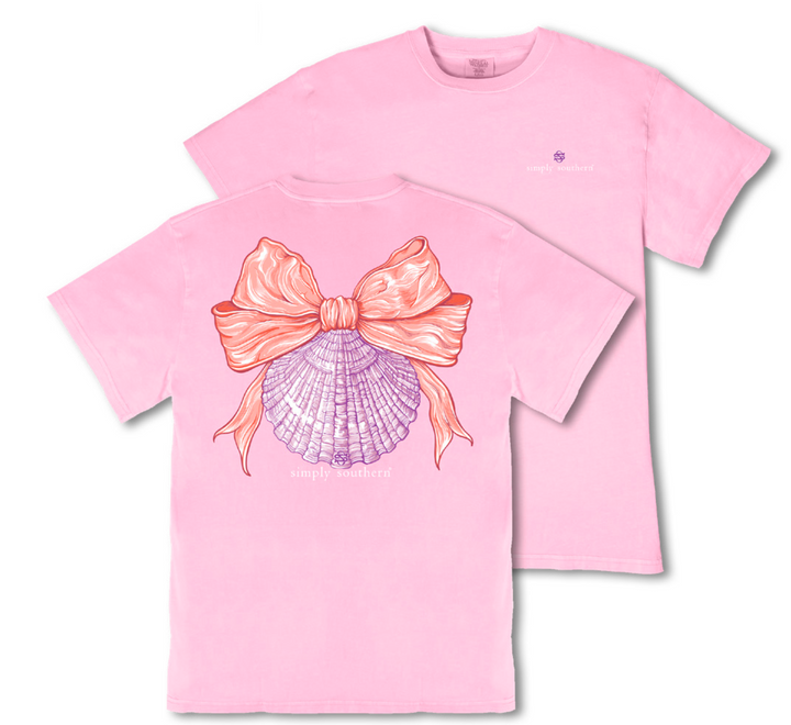 JAN MARKET: Seashell & Bow Mineral Wash Short Sleeve Tee by Simply Southern (Ships Mid February)
