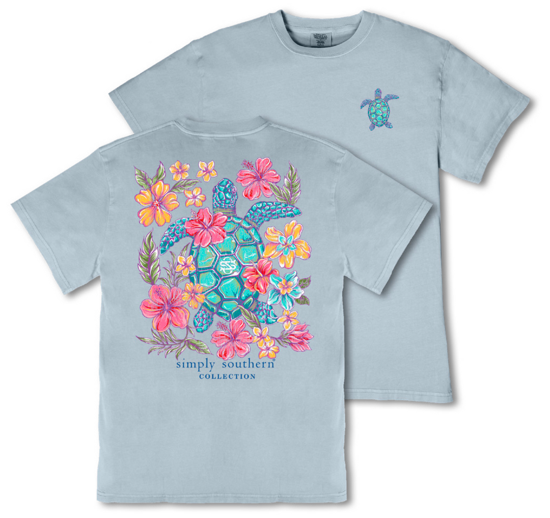 JAN MARKET: Tropical Turtle Mineral Wash Short Sleeve Tee by Simply Southern (Ships Mid February)
