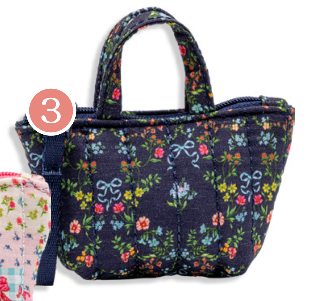 Quilted Mini Tote Keychain - Ribbon & Floral by Simply Southern