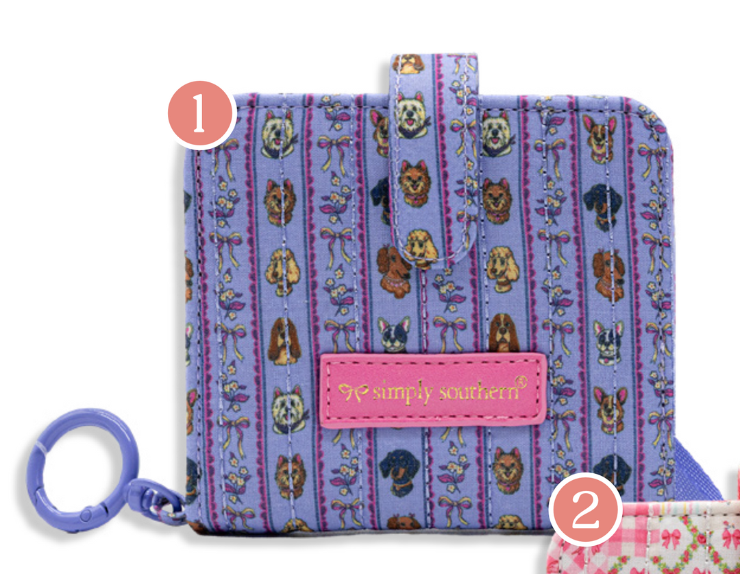 Quilted ID Wallet Keychain - Dogs & Bows by Simply Southern