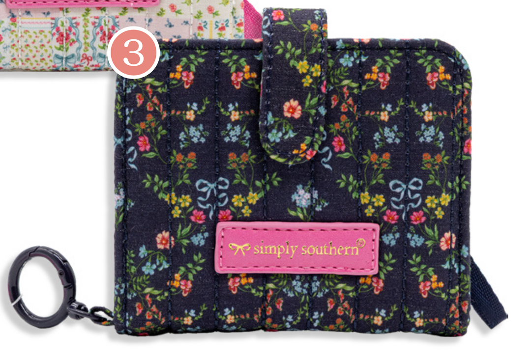 Quilted ID Wallet Keychain - Ribbon & Floral by Simply Southern