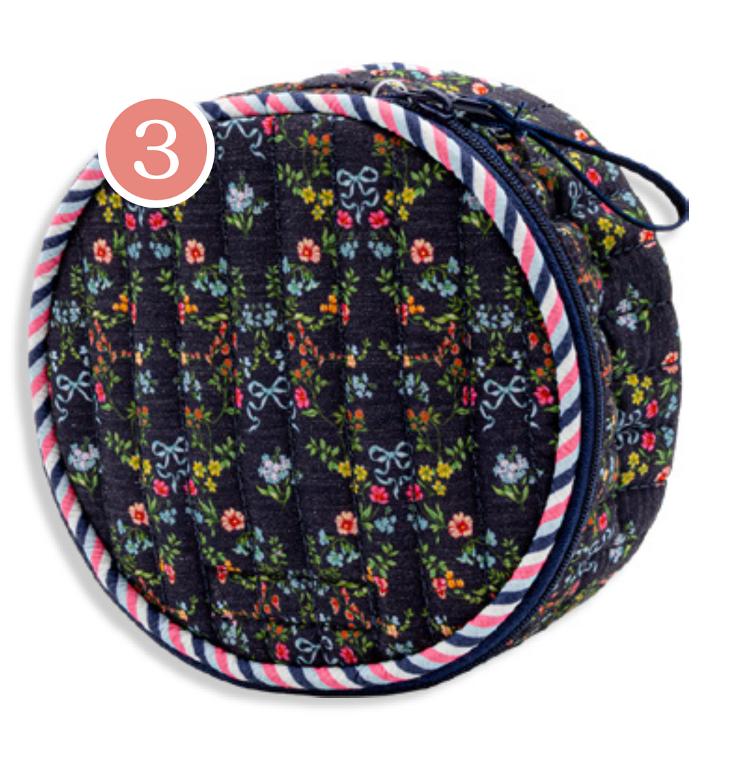 Round Quilted Cosmetic Bag - Ribbon & Floral by Simply Southern