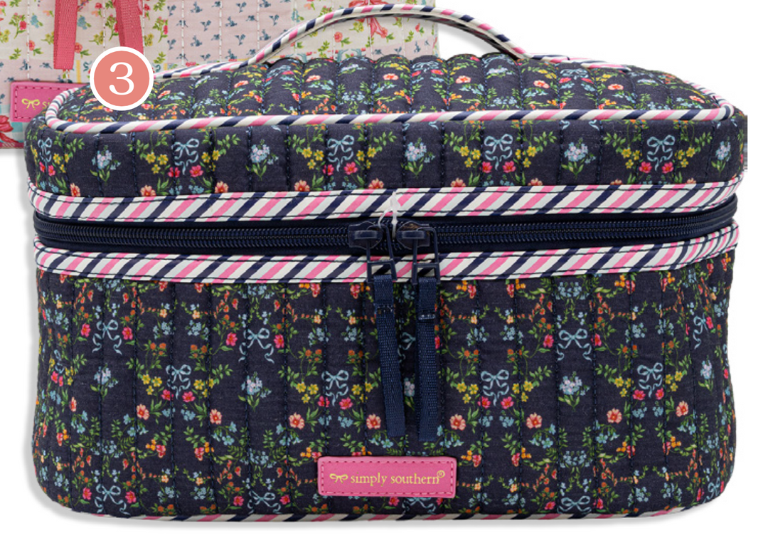 Quilted Makeup Case - Ribbon & Floral by Simply Southern